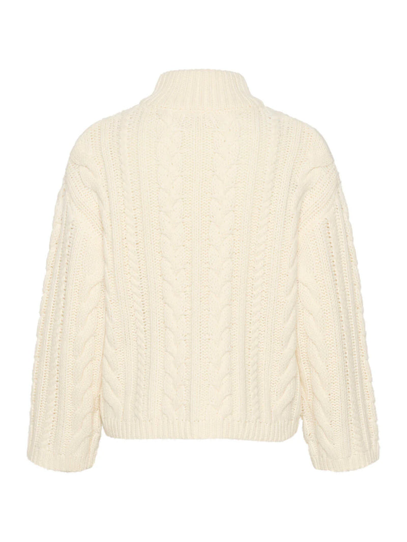 KAFFE - Lidda Zip Knit Cardigan Cream Turtledove
