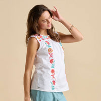 Brakeburn - Resort Sleeveless Embroidered Blouse