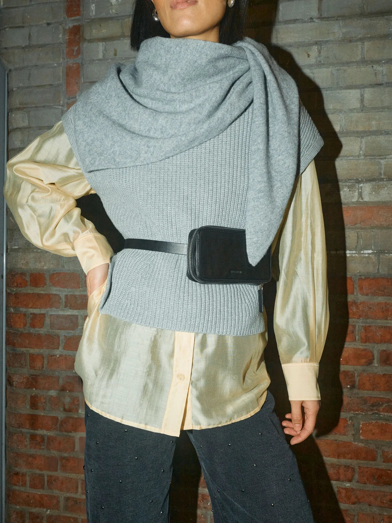 Mos Mosh - Biola Bine Knit Vest Grey
