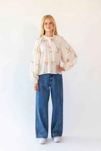 Lolly’s Laundry - Hailey LS Embroidered Shirt Creme