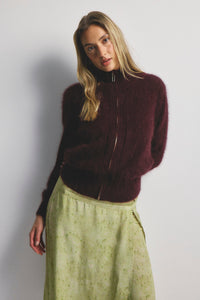 World of Nomads - Felix Zip Cardigan Bomber Aubergine