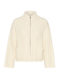 KAFFE - Lidda Zip Knit Cardigan Cream Turtledove