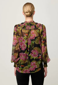 ONCE WAS - Estrella Viscose Chiffon Blouse in Winter Granadilla