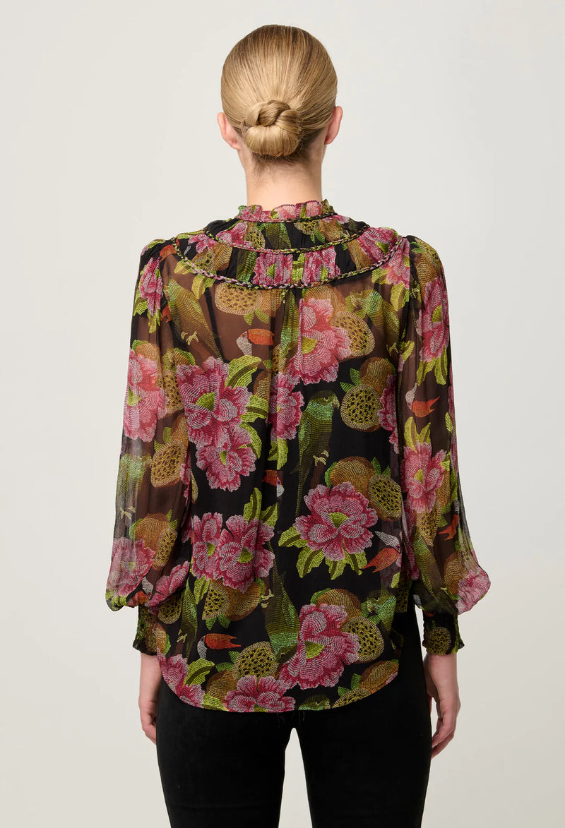 ONCE WAS - Estrella Viscose Chiffon Blouse in Winter Granadilla