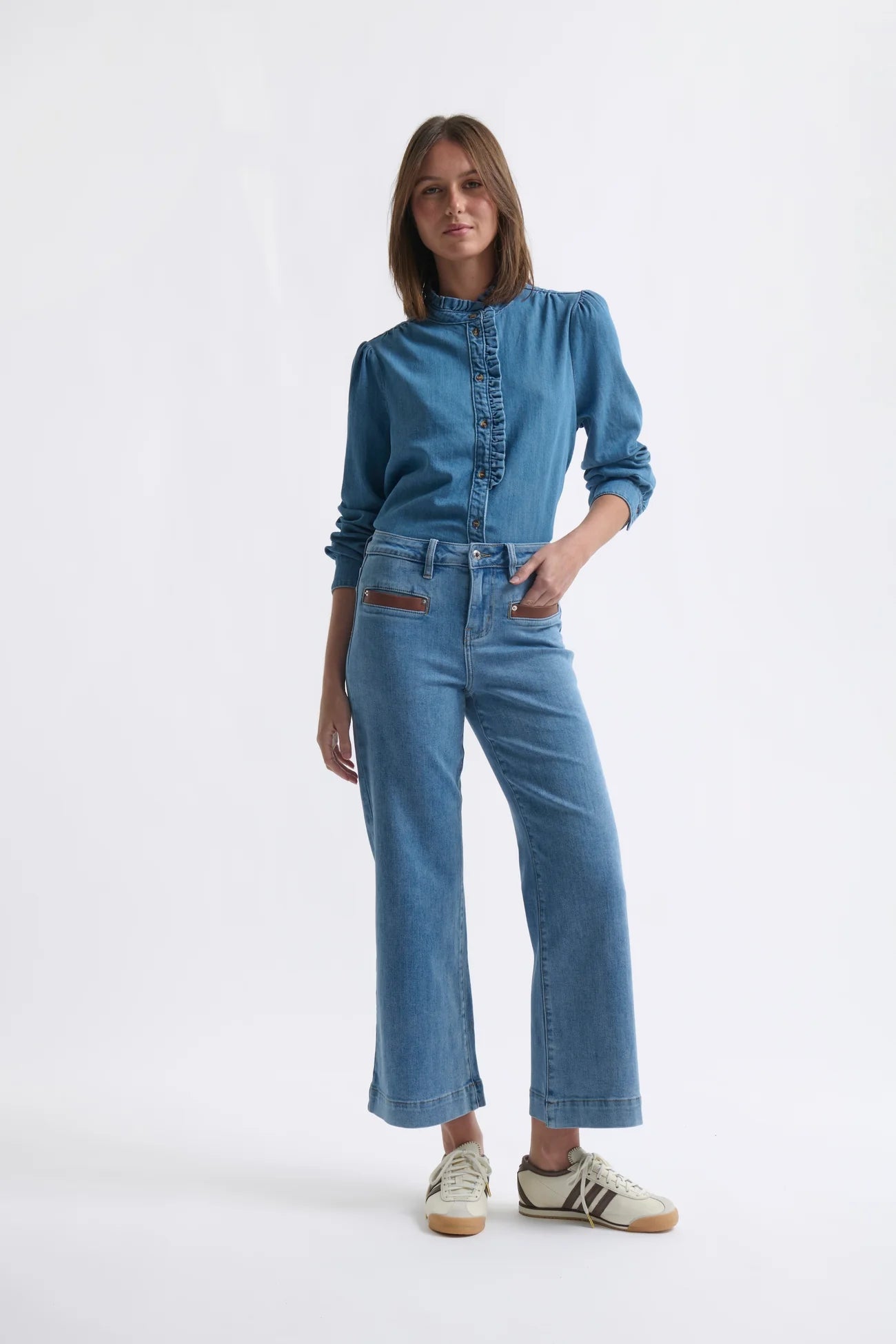 KIREINA - Freya Jean Leather Pocket 70s Blue