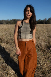 Cinnamon Sugar Linen Flare Pant