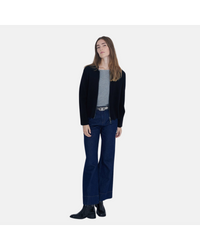 Yerse - Collared Zip Knit Top Black