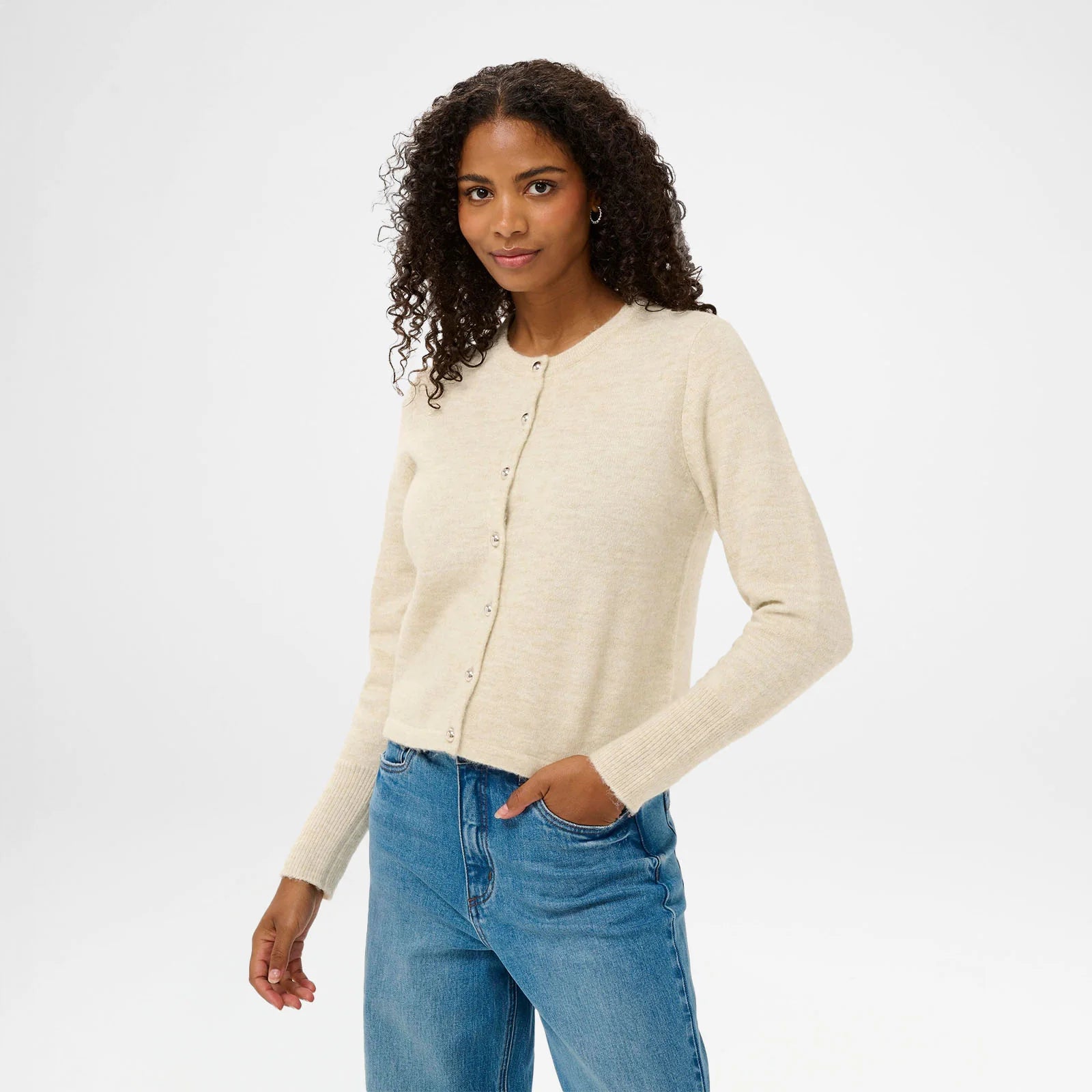 KAFFE - Aniel Knit Cardigan Feather Gray Melange