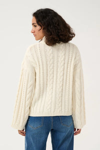 KAFFE - Lidda Zip Knit Cardigan Cream Turtledove