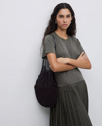 Yerse - Pleated Flare Dress Khaki Green