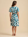 Brakeburn - Teal Woodland Leaves Cotton Jersey Knee Length Dress