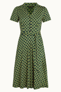 King Louie - Sheeva Midi Dress Touché Beacon Blue Green Print