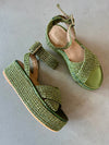 Fiorina - Chloe Metallic Green Woven Platform Sandal