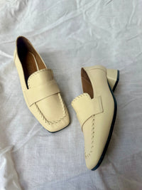 Piazza Grande - Ecru White Leather Stitched Loafer