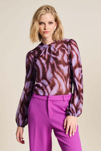POM Amsterdam - Feathers Brown Mesh Top