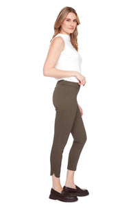 UP! Pants - Textured Techno Petal Slit Ankle Pant Moss