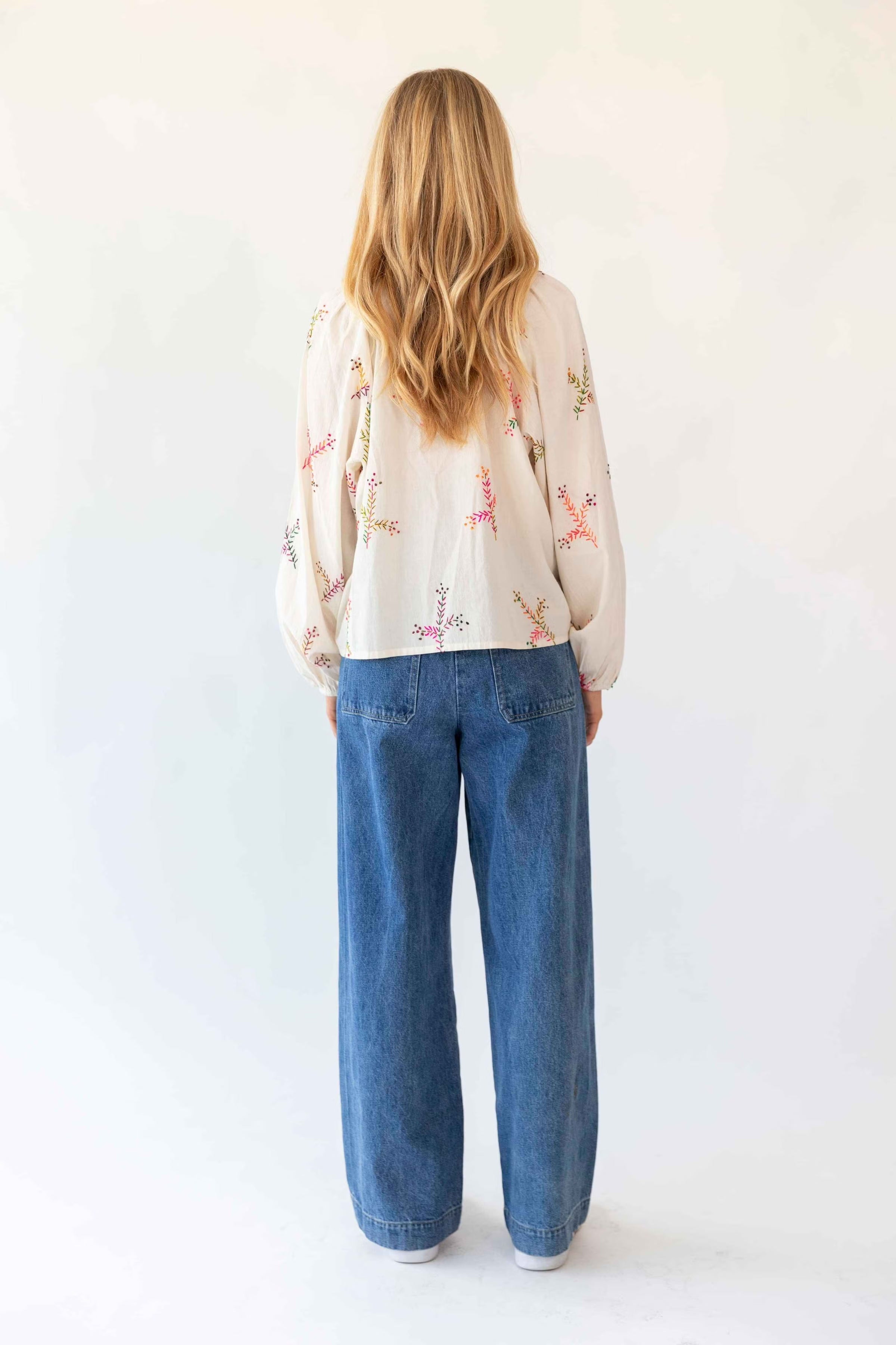 Lolly’s Laundry - Hailey LS Embroidered Shirt Creme