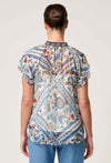 ONCE WAS - Calandra Viscose Yoryu Flutter Sleeve Top in Petinos Floros