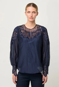 ONCE WAS - Mirador Cotton Silk Shirt in Night Sky