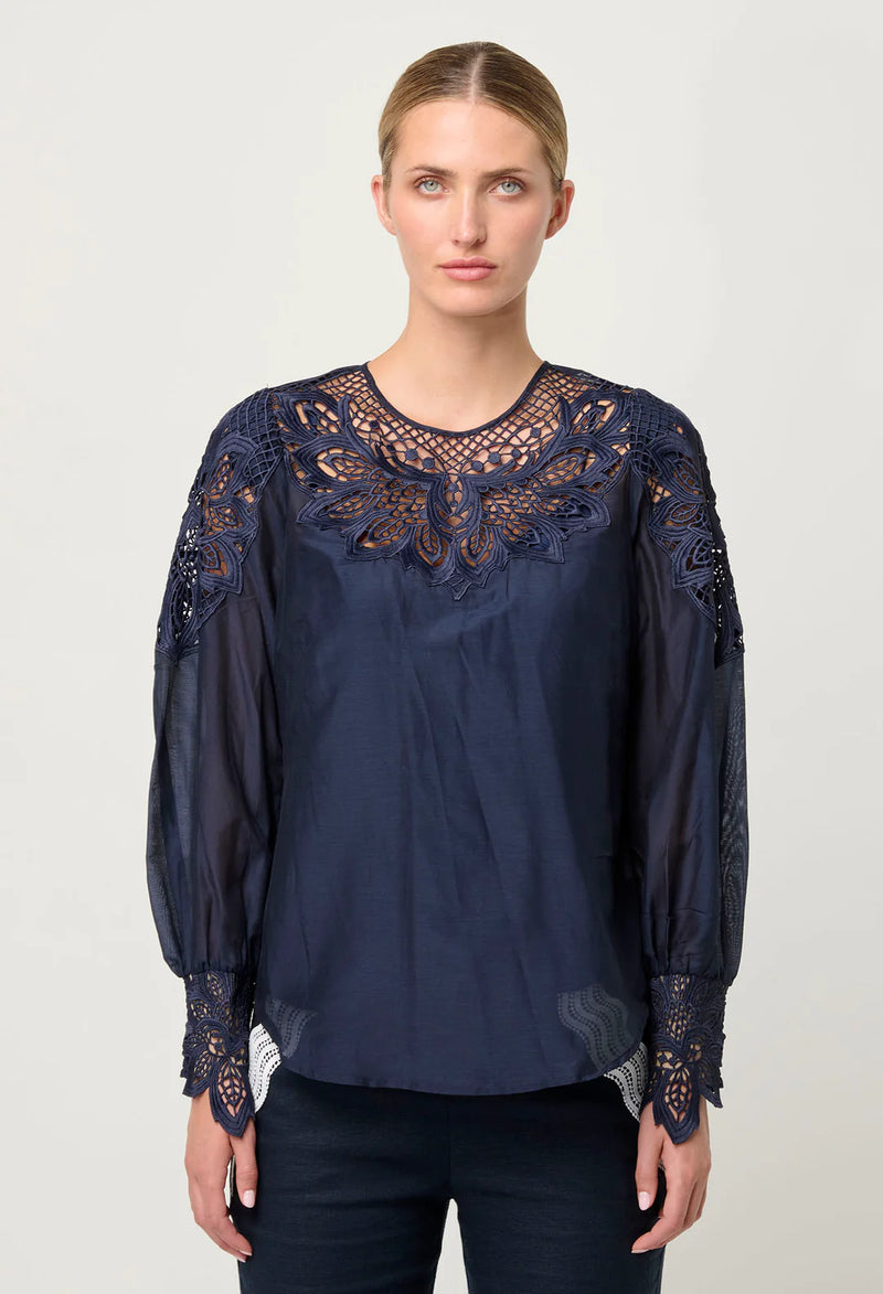 ONCE WAS - Mirador Cotton Silk Shirt in Night Sky