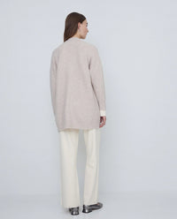 Yerse - Mid Length Cardigan Taupe Stone
