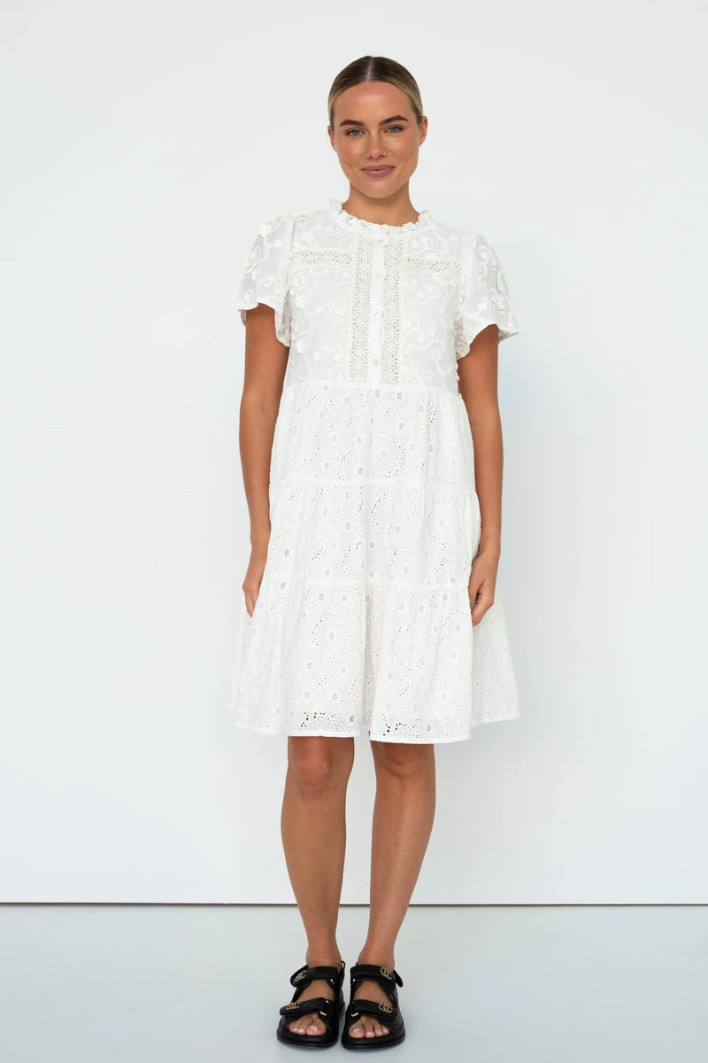Kireina - Camilla Broderie Dress White