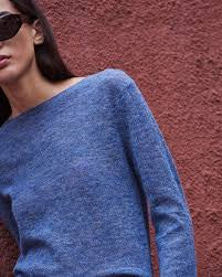 Yerse - Boat Neck Knit Denim Blue