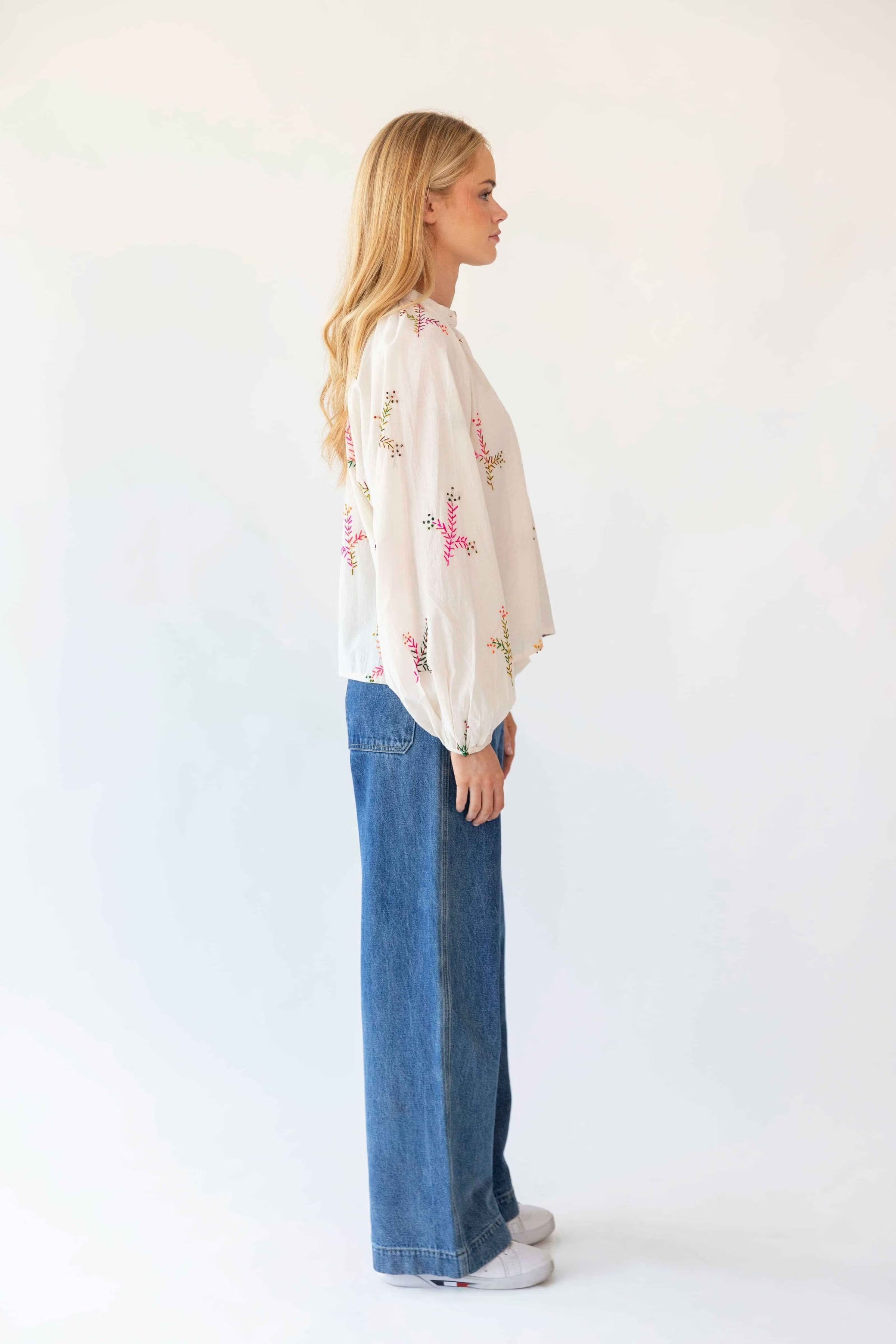 Lolly’s Laundry - Hailey LS Embroidered Shirt Creme