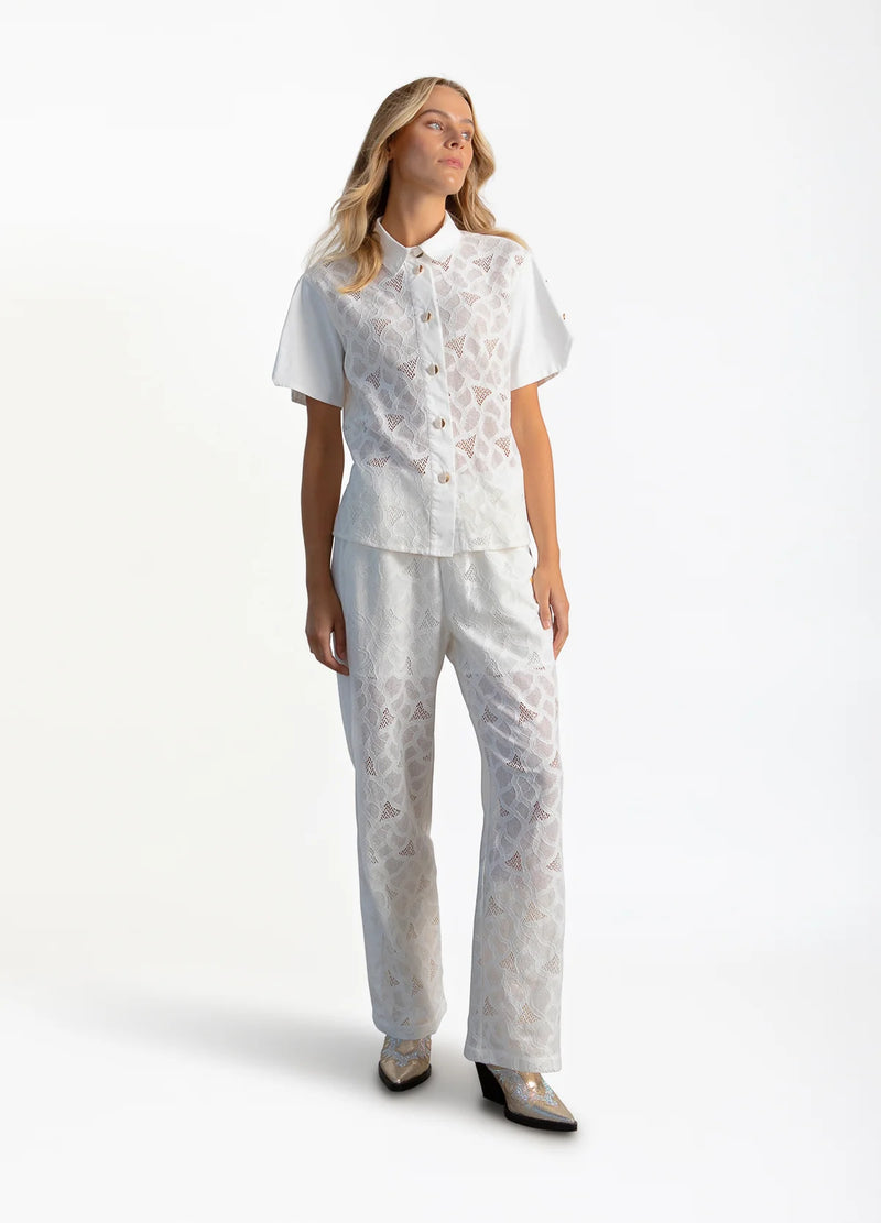 Coster Copenhagen - Lace Top with Utility Details White