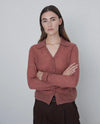 Yerse - Collared Superfine Knit Cardigan Terracotta