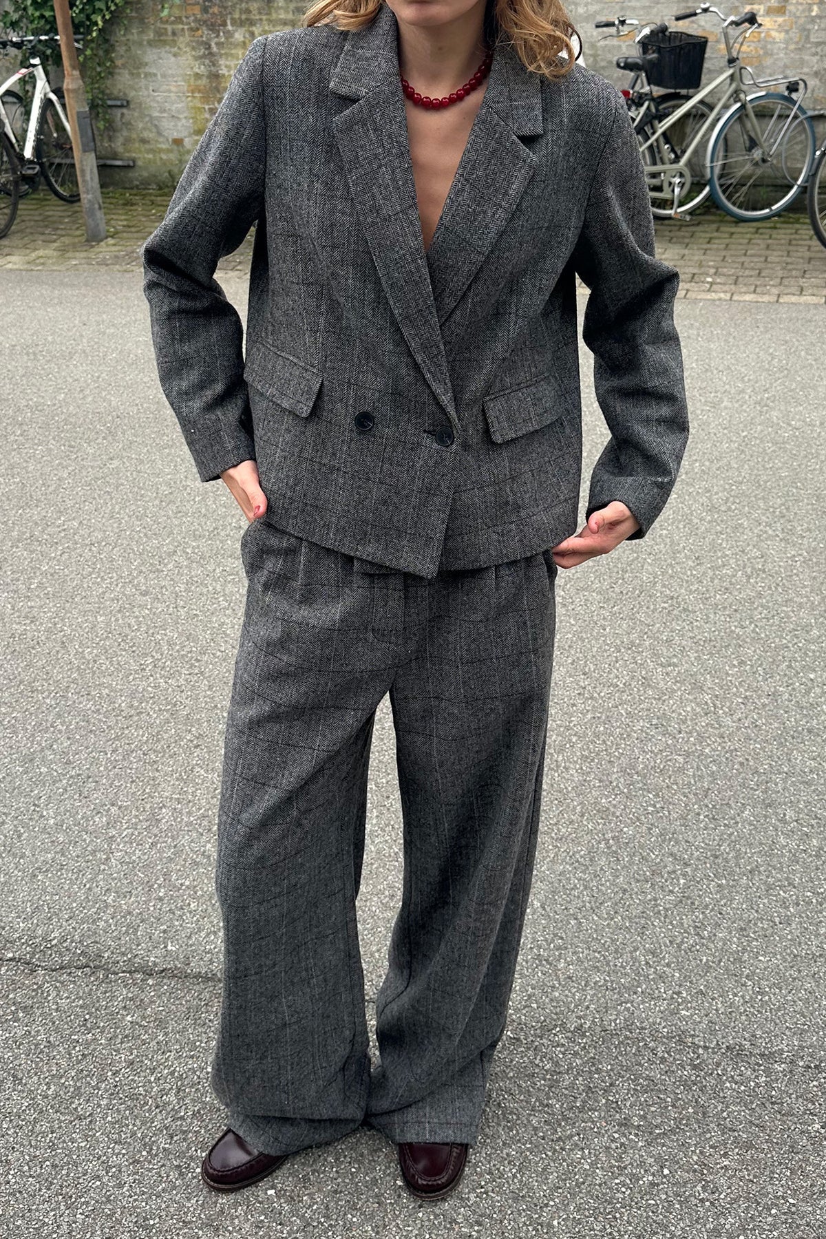 Lolly’s Laundry - Antonella Short Blazer Grey Check