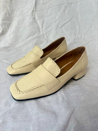 Piazza Grande - Ecru White Leather Stitched Loafer