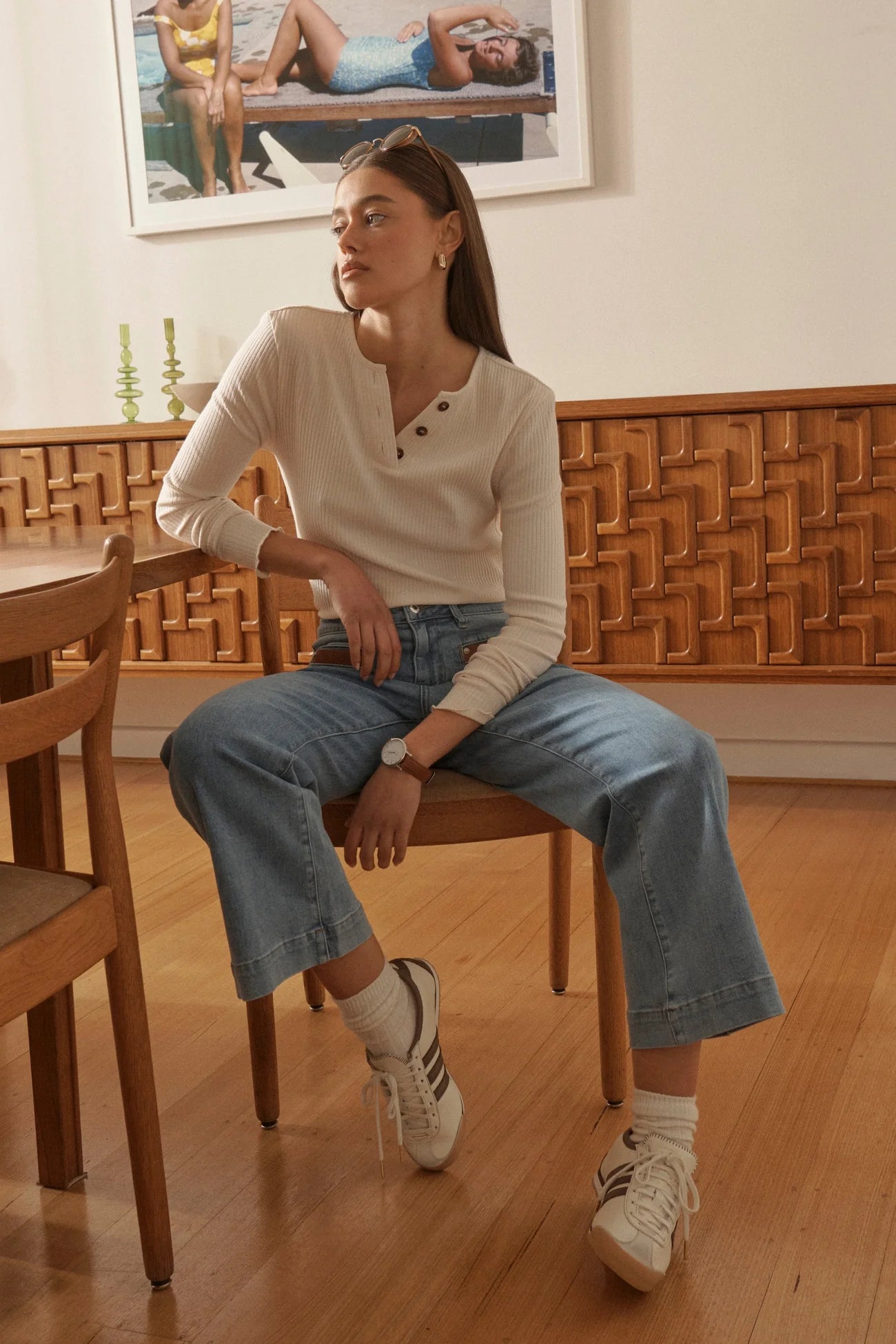 KIREINA - Freya Jean Leather Pocket 70s Blue