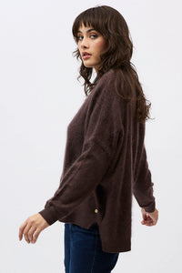 Mia Fratino - Macy Brushed Cardi Dark Chocolate