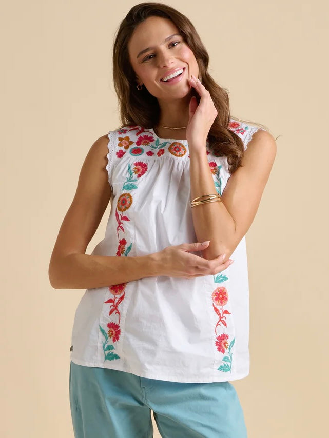 Brakeburn - Resort Sleeveless Embroidered Blouse