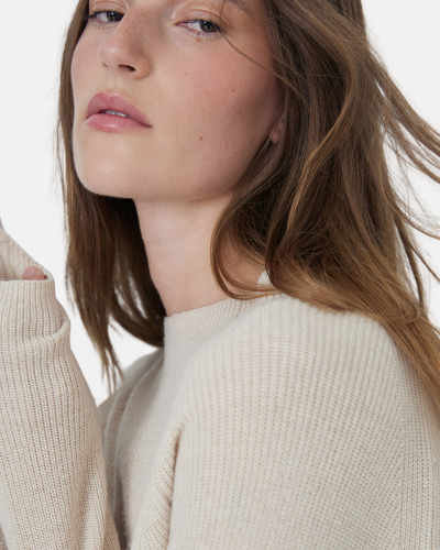 Yerse - Cotton Cashmere Ribbed Knit Ecru