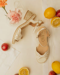Gaimo - Dane Raffia Espadrille Heels White/Natural