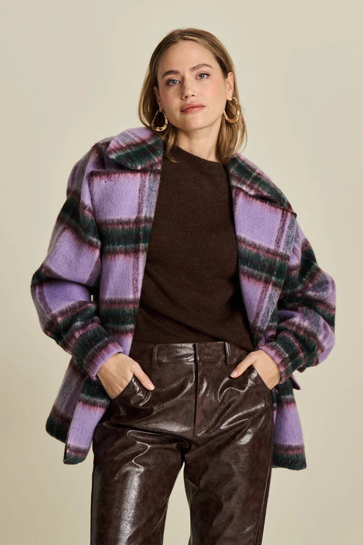 POM Amsterdam - Check Coat Brushed Lavender
