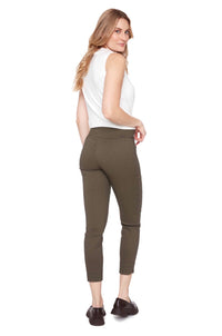 UP! Pants - Textured Techno Petal Slit Ankle Pant Moss