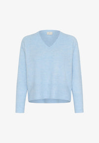 KAFFE - Aniel V Neck Knit Pullover Powder Blue Melange