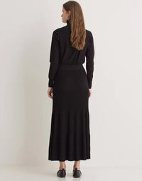 Yerse - Midi Plisse Knit Skirt Black