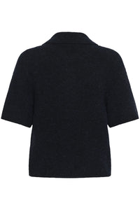 Gestuz - Alpha SS Knit Polo Pullover Deep Navy Skycaptain Melange