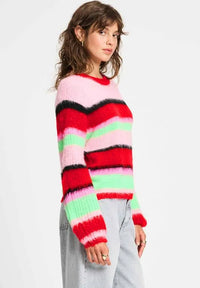 POM Amsterdam - Brushed Stripes Green Multi Knit Pullover