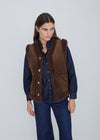 Yerse - Reversible Sherpa Cord Vest Chocolate