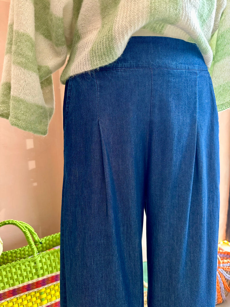 Blueberry Italia - Palazzo Trouser Dark Chambray