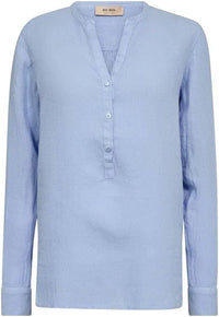 Mos Mosh - Danna Linen Blouse Blue Cashmere - Size S Only