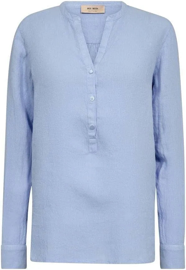 Mos Mosh - Danna Linen Blouse Blue Cashmere - Size S Only