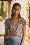 ONCE WAS - Calandra Viscose Yoryu Flutter Sleeve Top in Petinos Floros
