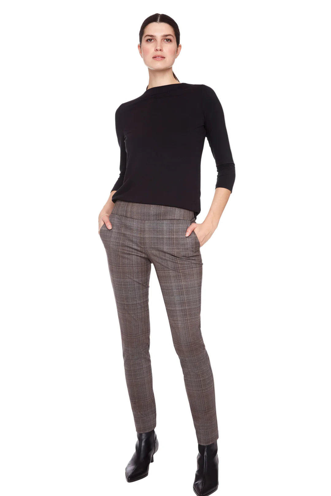 UP! Pants - Honey Plaid Full Length Ponte Pant