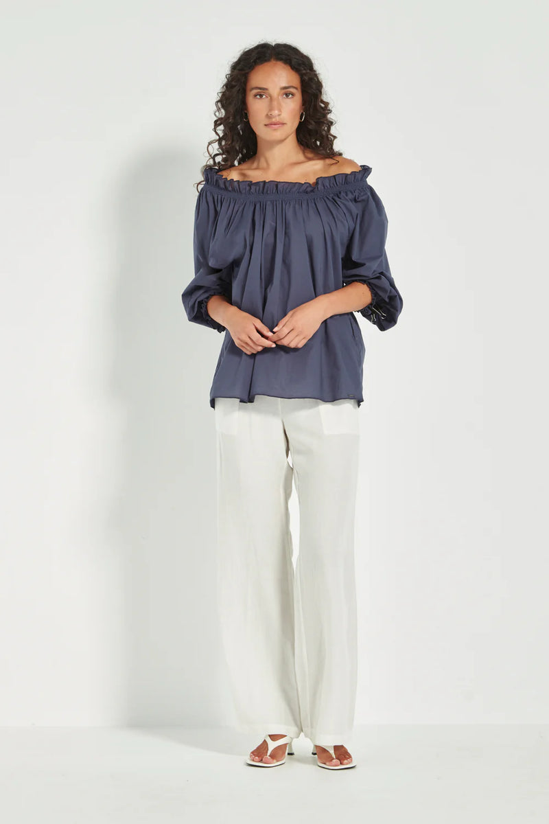 VERGE - Tamara Cotton Top Denim Blue